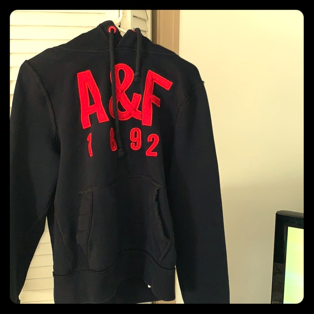 Abercrombie and Fitch black hooded sweatshirt.